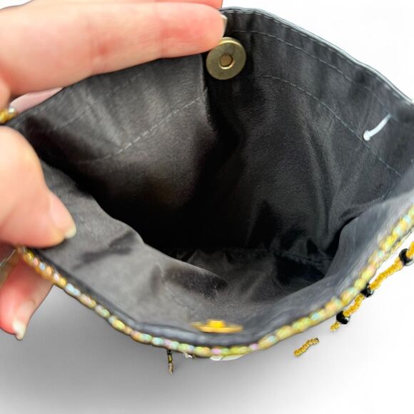 Handmade Gold Black Leopard Print Beaded Crossbody | Delicate & Stunning | NWT